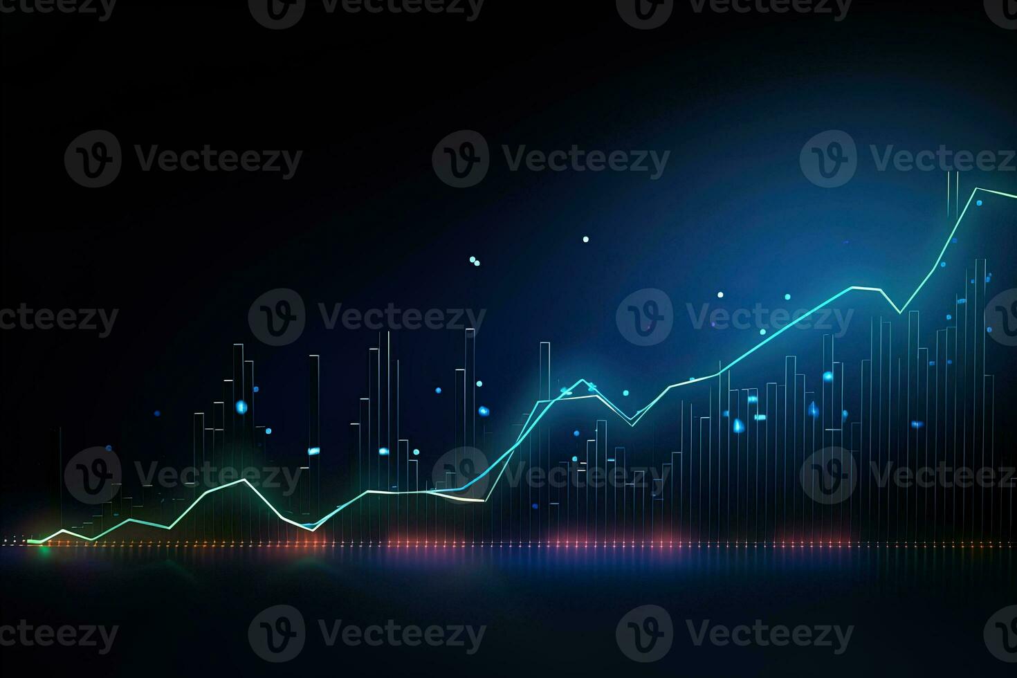 an abstract graph line with glowing dots. Generative AI photo