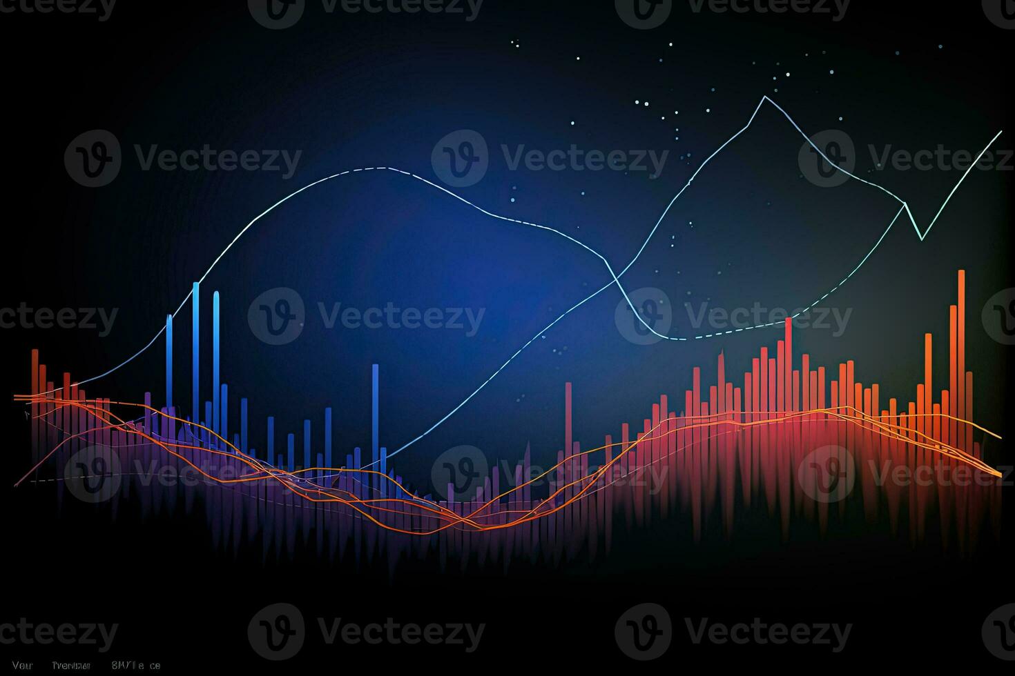 Stock market online business concept. business graph. glowing neon lines. Generative AI photo