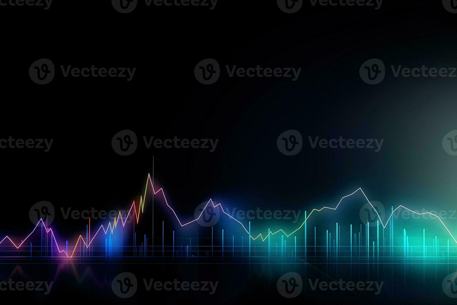 colorful lines and graphs on a black background. Generative AI photo