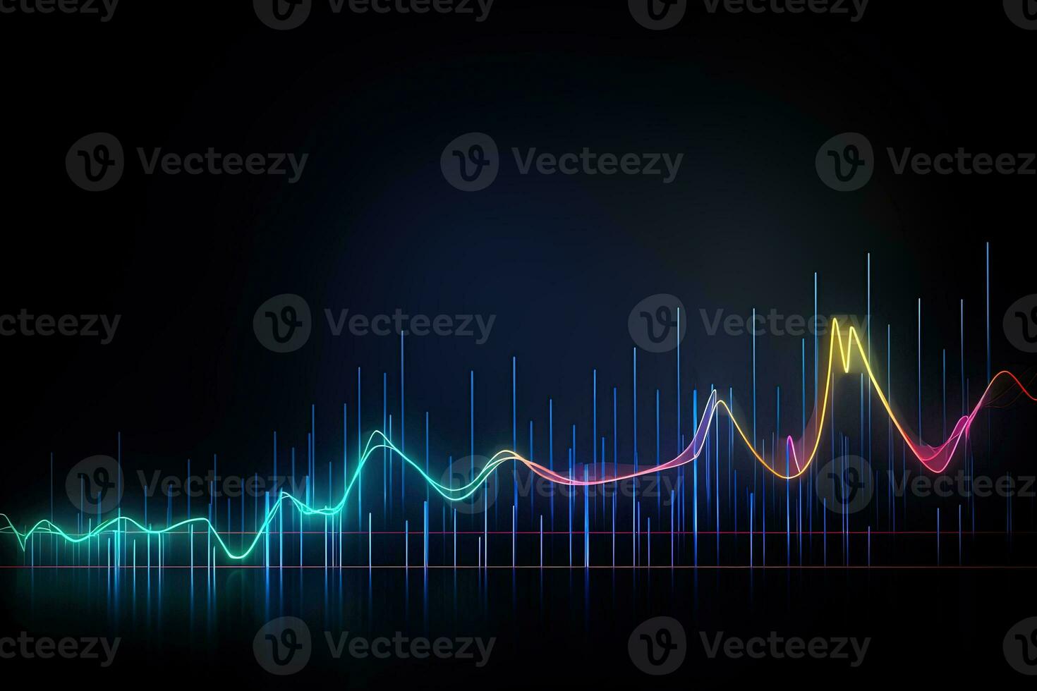 Stock market online business concept. business graph. glowing neon lines. Generative AI photo