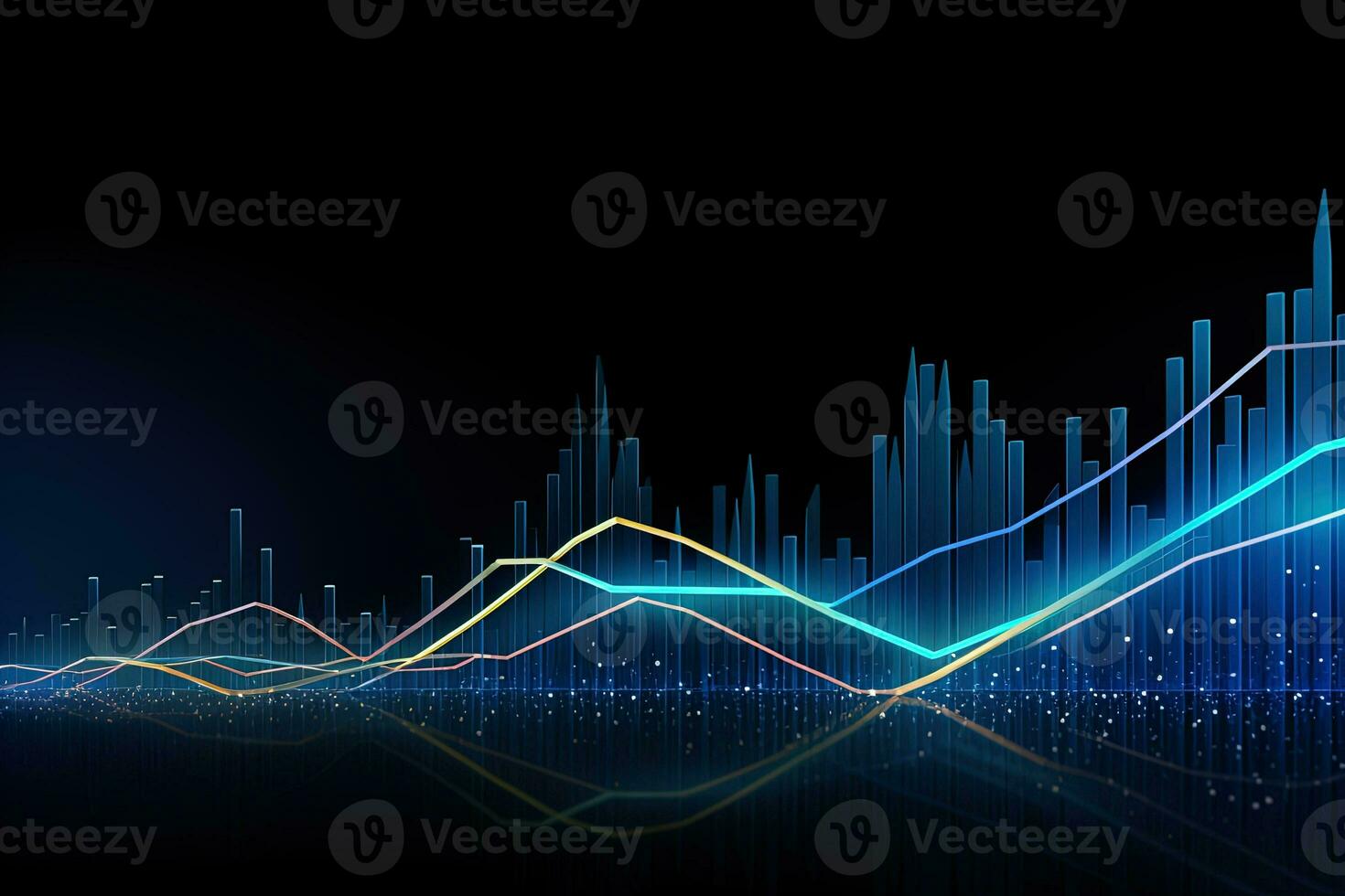 abstract image of a graph line with a blue background. Generative AI photo