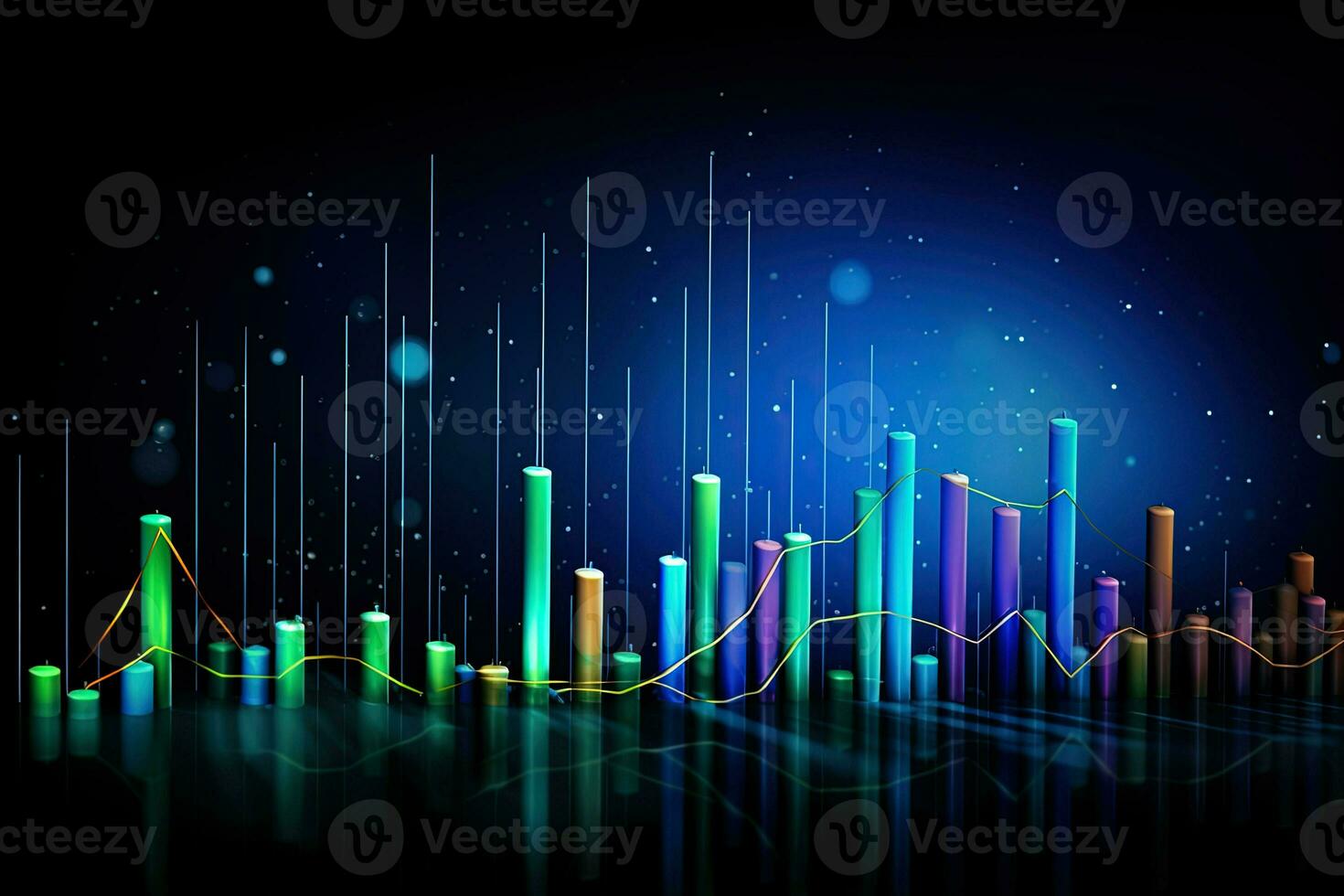 abstract graph background with colorful bars and lines. Generative AI photo