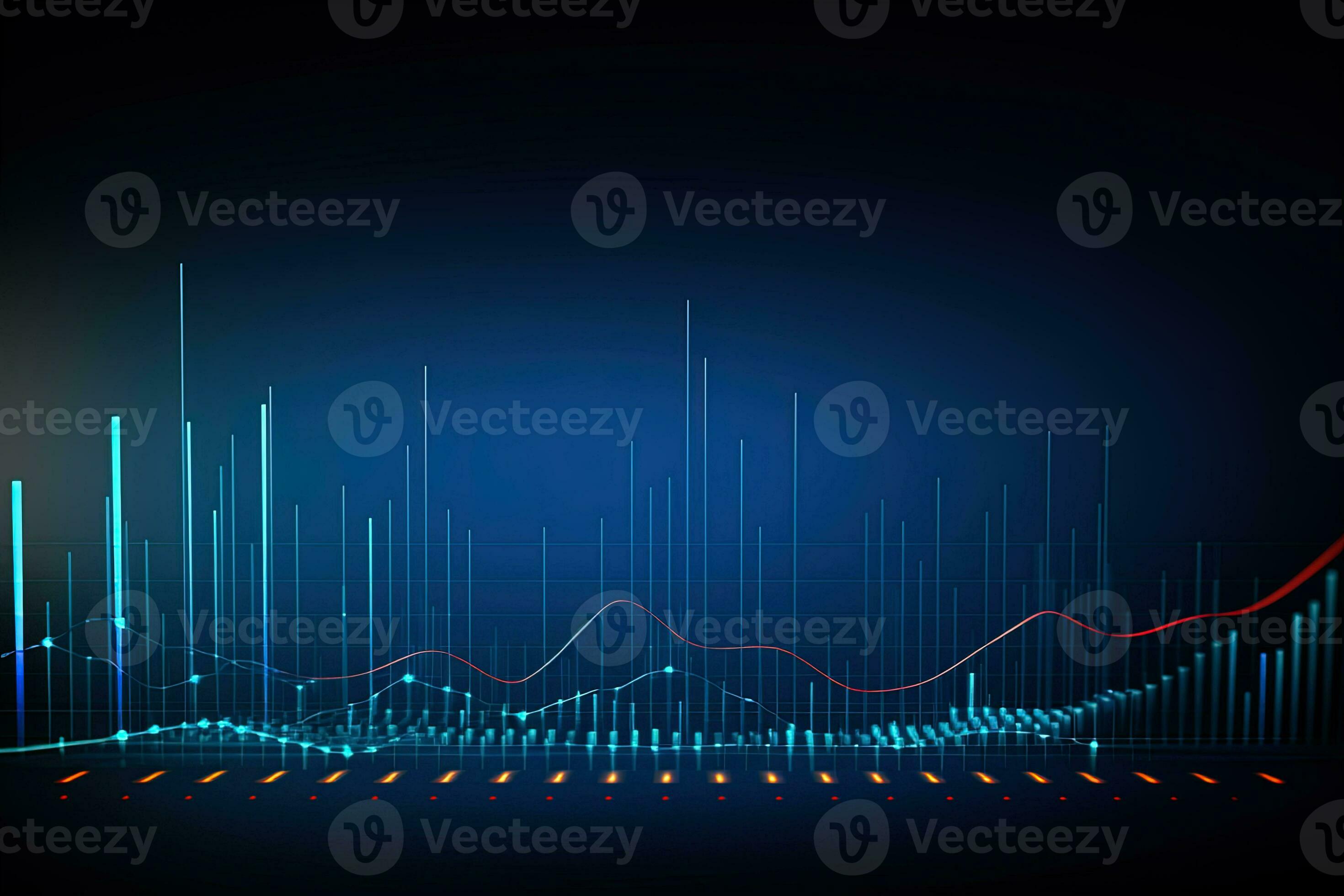 abstract graph chart with blue and red lines. Generative AI 30598940 ...