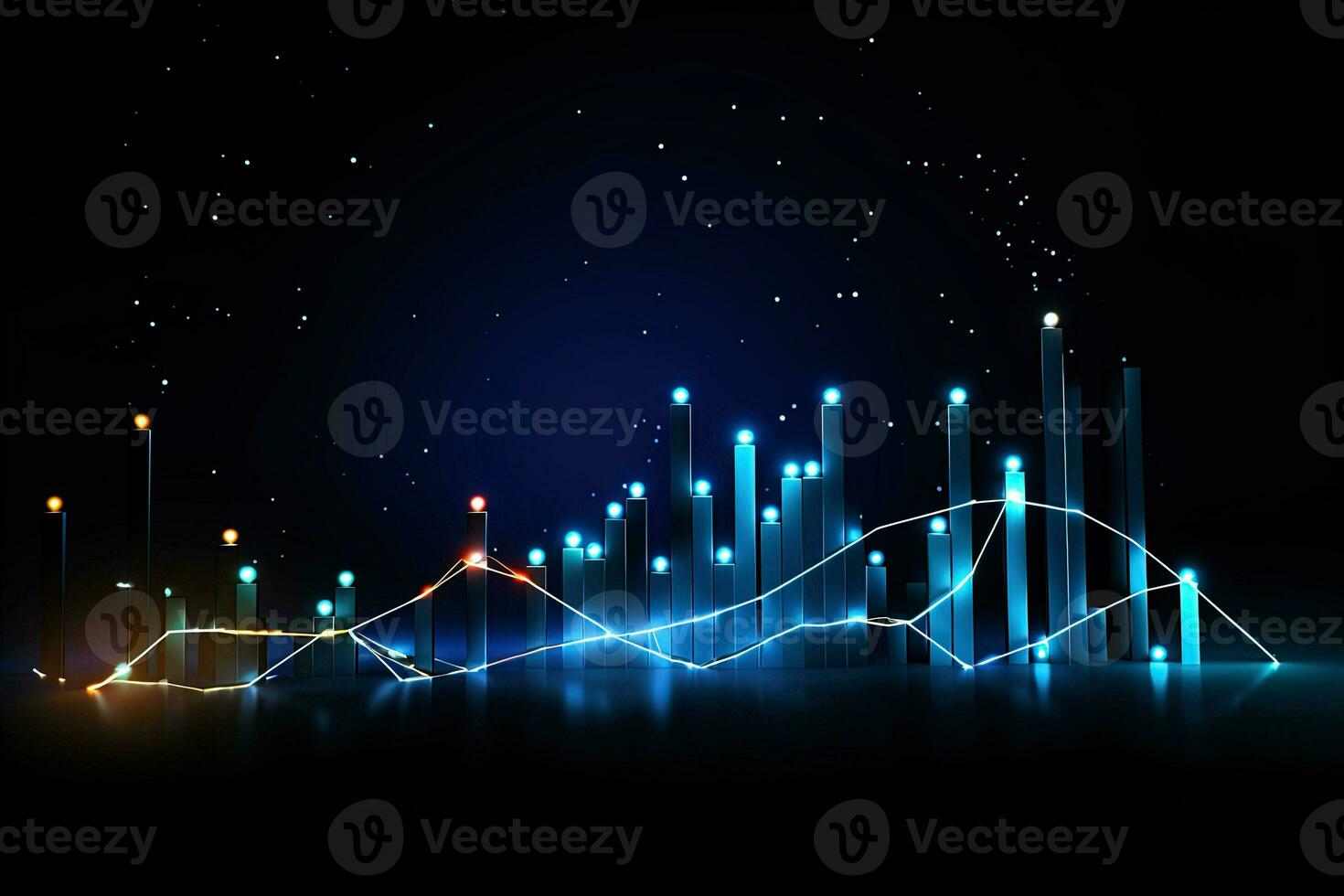 abstract background with glowing lines and graphs. Generative AI photo