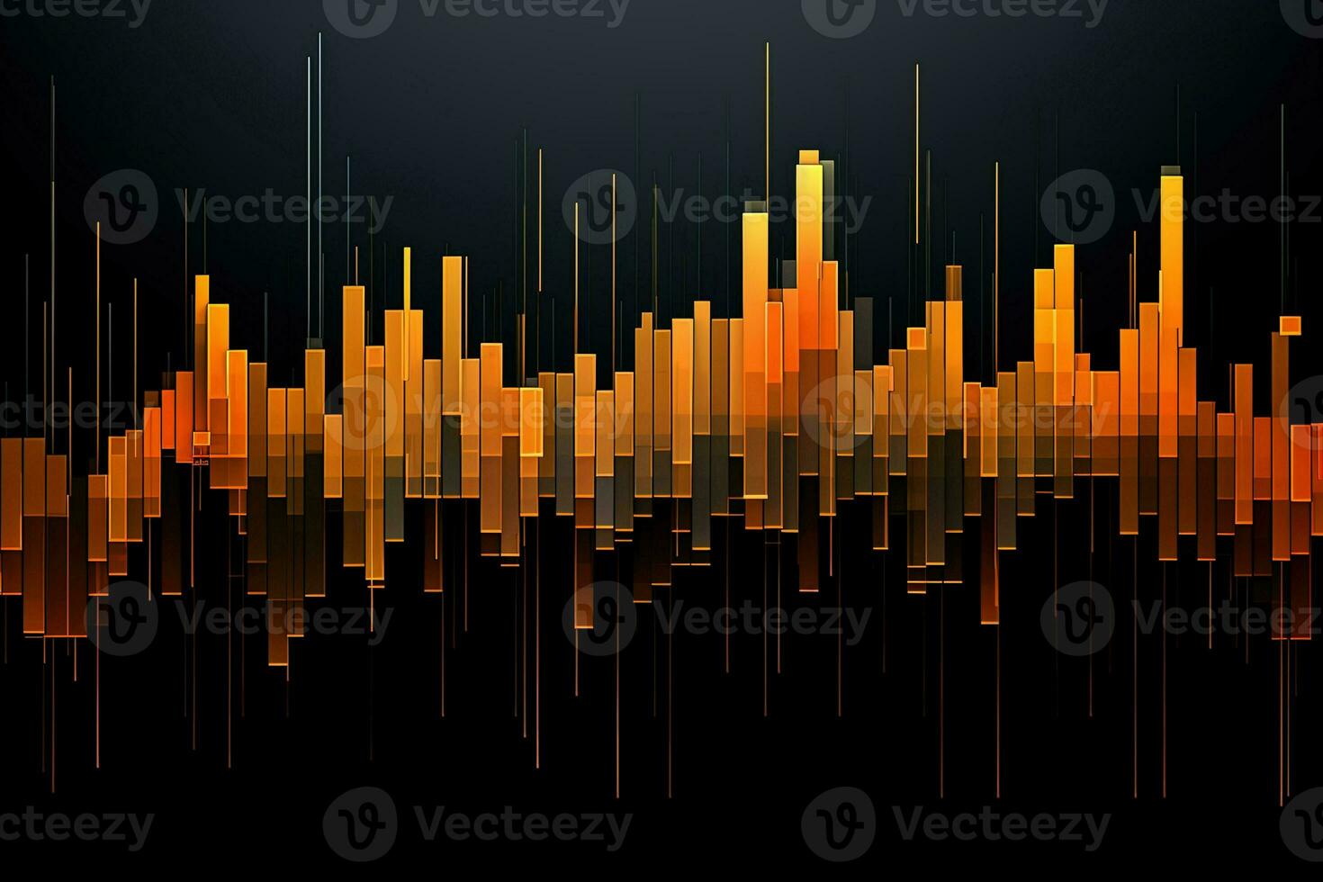 abstract background with a line of orange and black bars. Generative AI photo