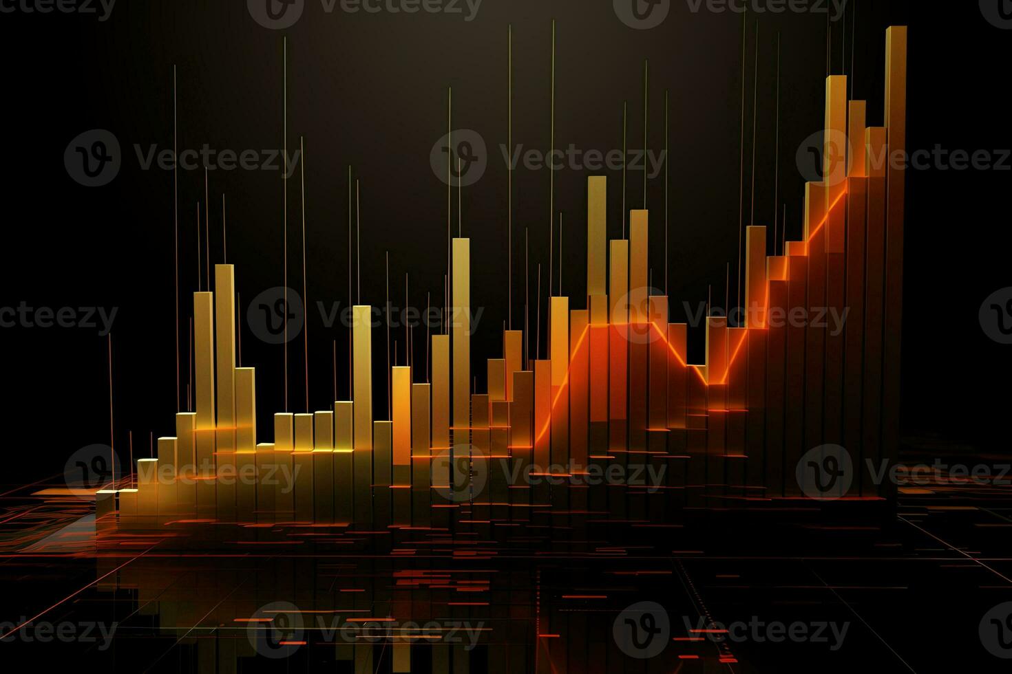 abstract graph chart with orange bars. Generative AI photo