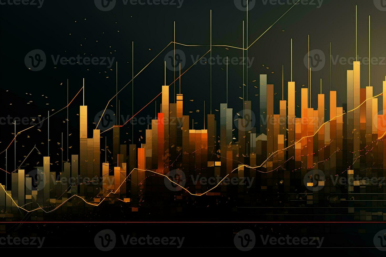 abstract graph chart with a line going up. Generative AI photo
