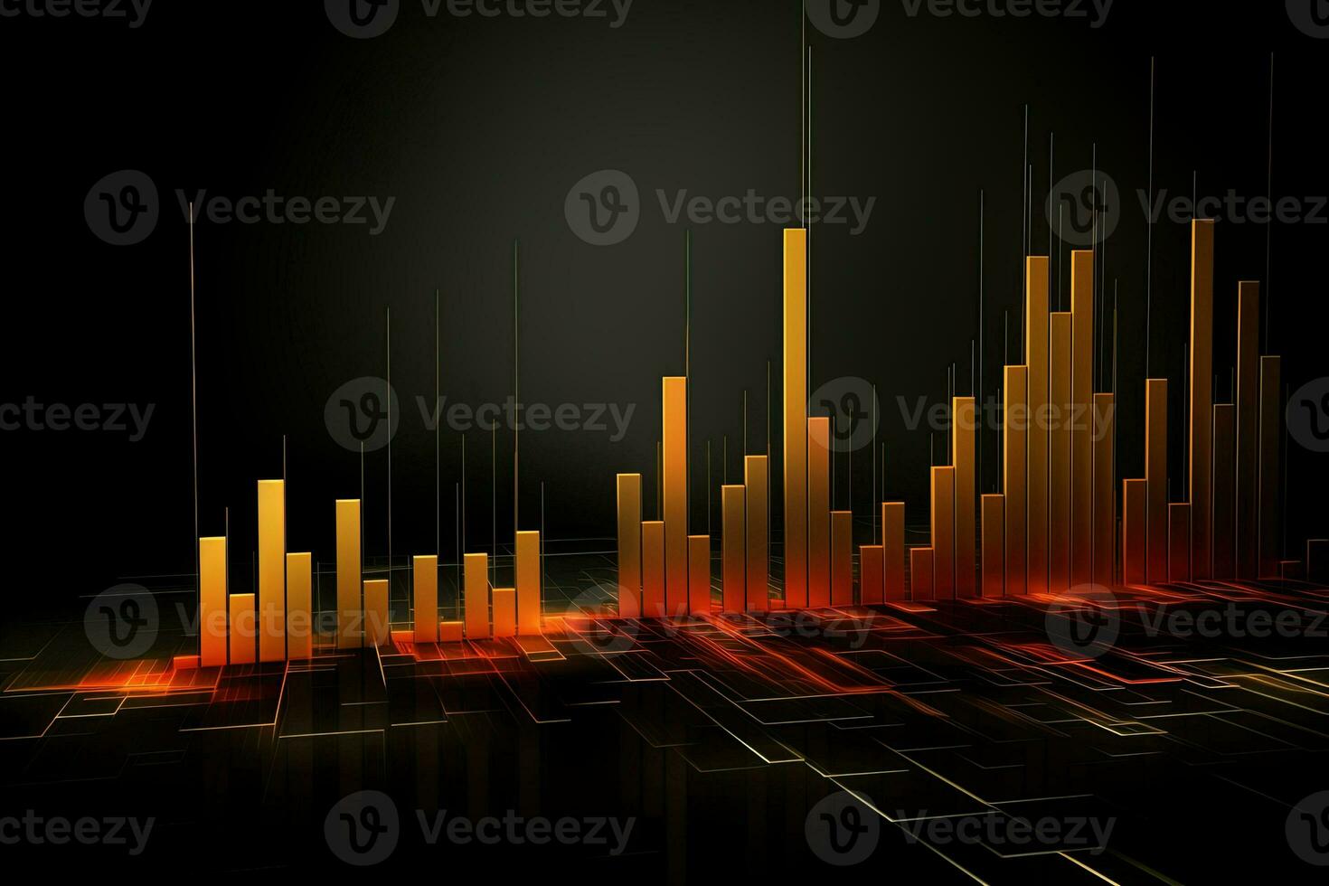 abstract background of bars and lines on black background. Generative AI photo