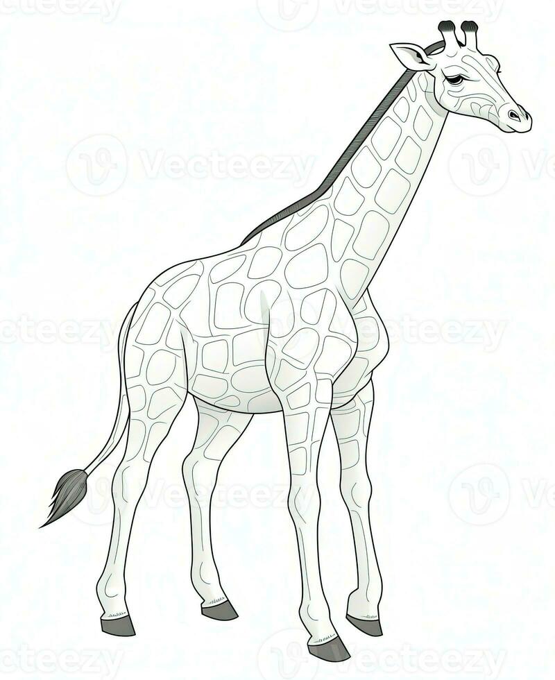 giraffe coloring pages for kids. Generative AI photo