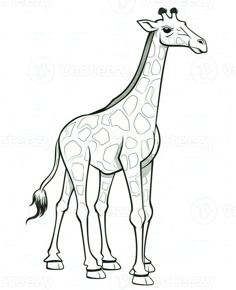 a giraffe is standing in a line drawing. Generative AI photo
