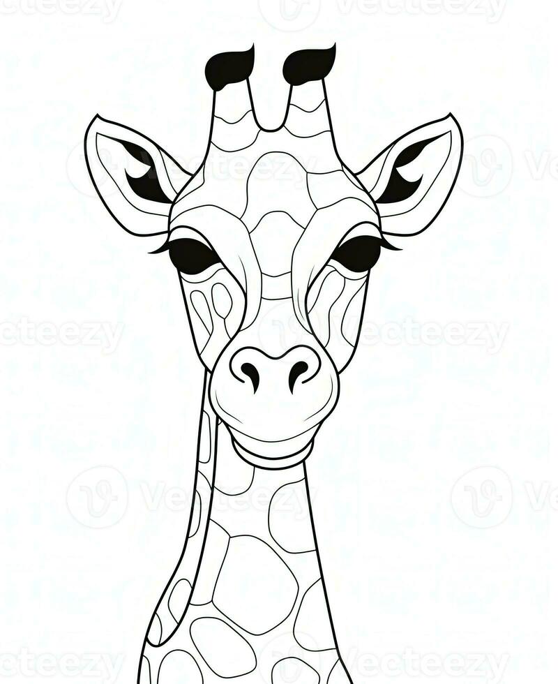 giraffe head coloring page. Generative AI photo
