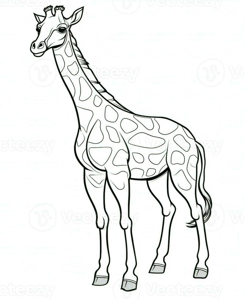 giraffe coloring pages for kids. Generative AI photo