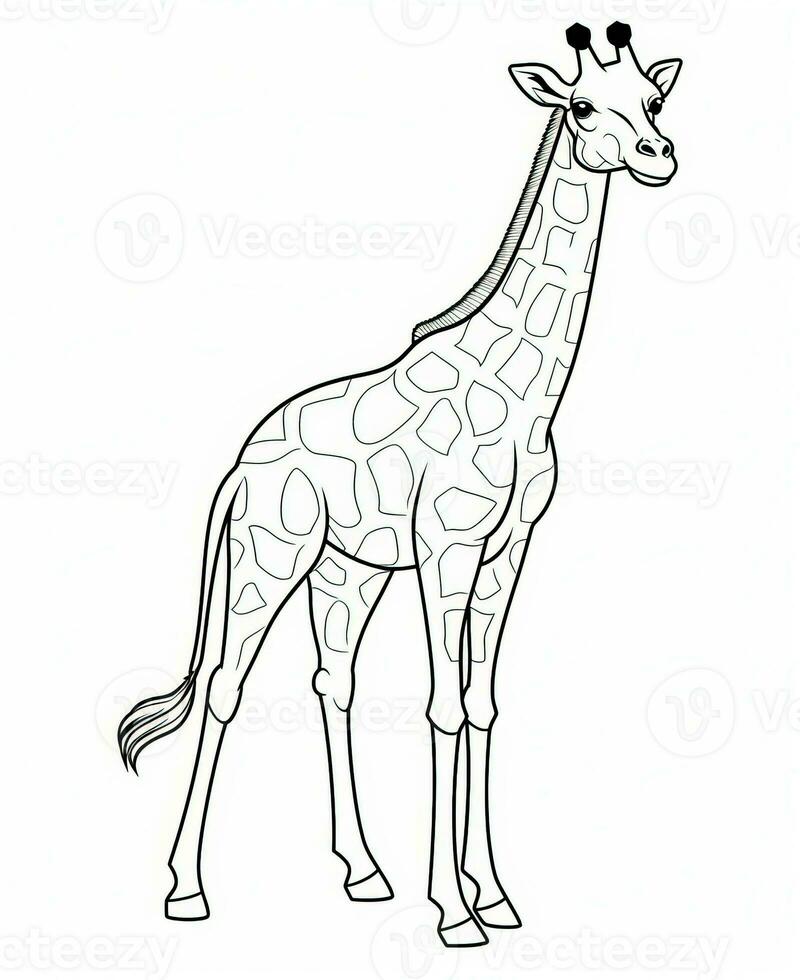 giraffe coloring pages. Generative AI photo