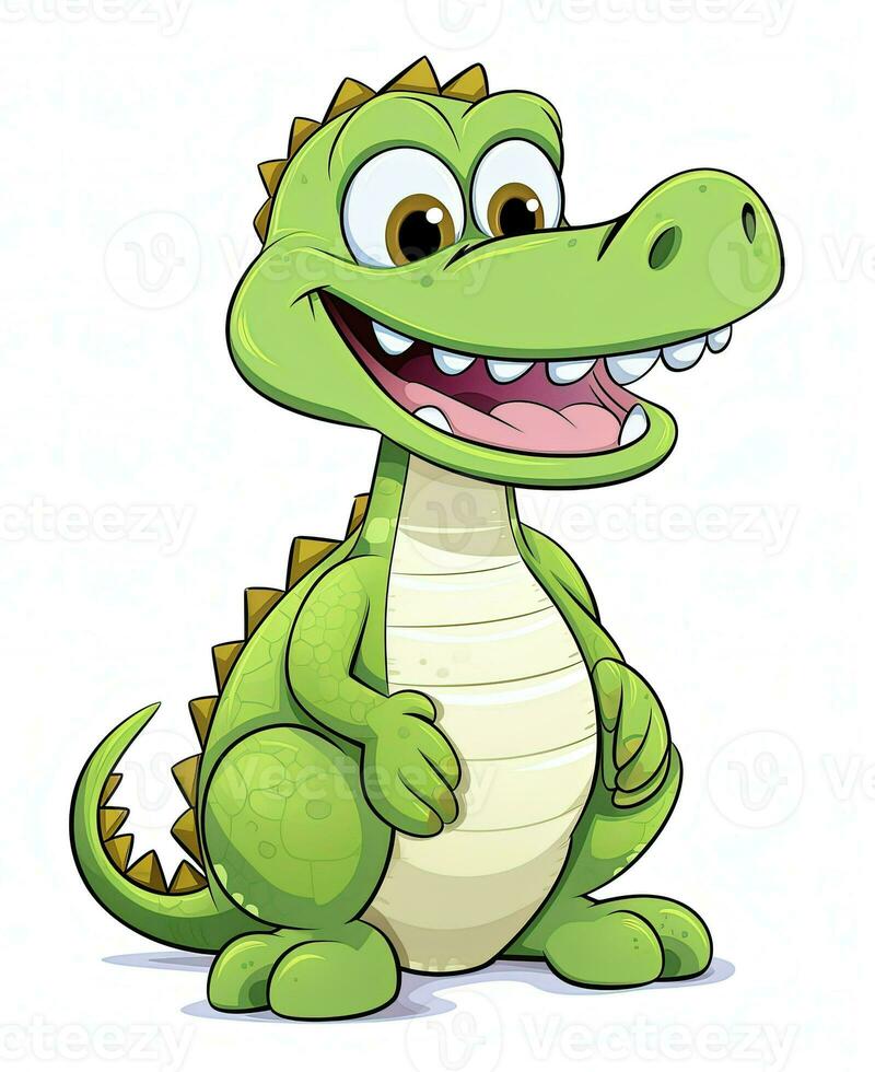 Cartoon Crocodile Character Vector illustration. Generative AI photo