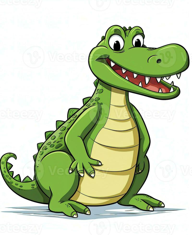 cute cartoon alligator vector illustration. Generative AI photo