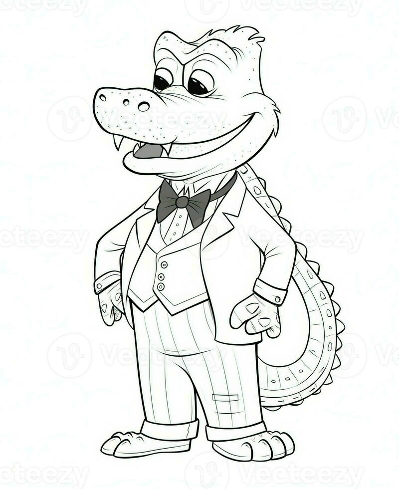 a cartoon alligator in a suit and tie. Generative AI photo