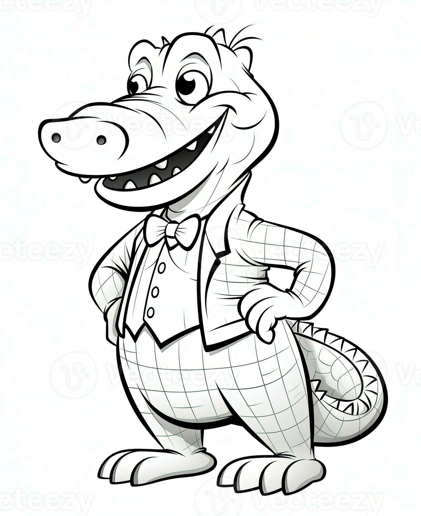 a cartoon alligator wearing a suit and tie. Generative AI 30599063