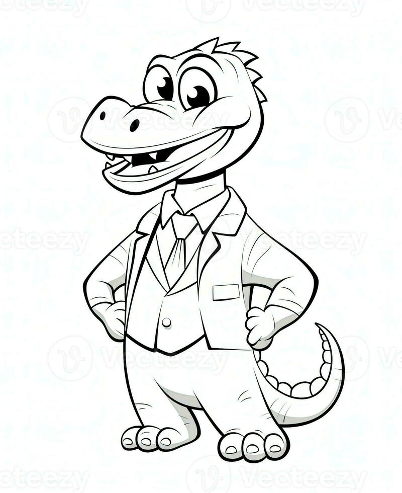 a cartoon alligator in a suit and tie. Generative AI photo
