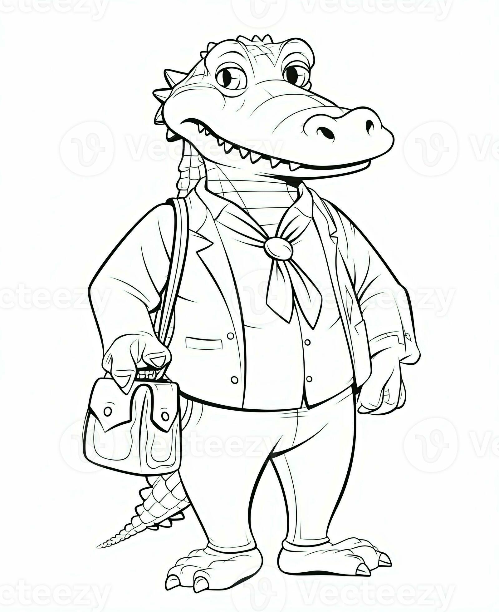 a cartoon alligator in a suit and tie. Generative AI 30599070 Stock