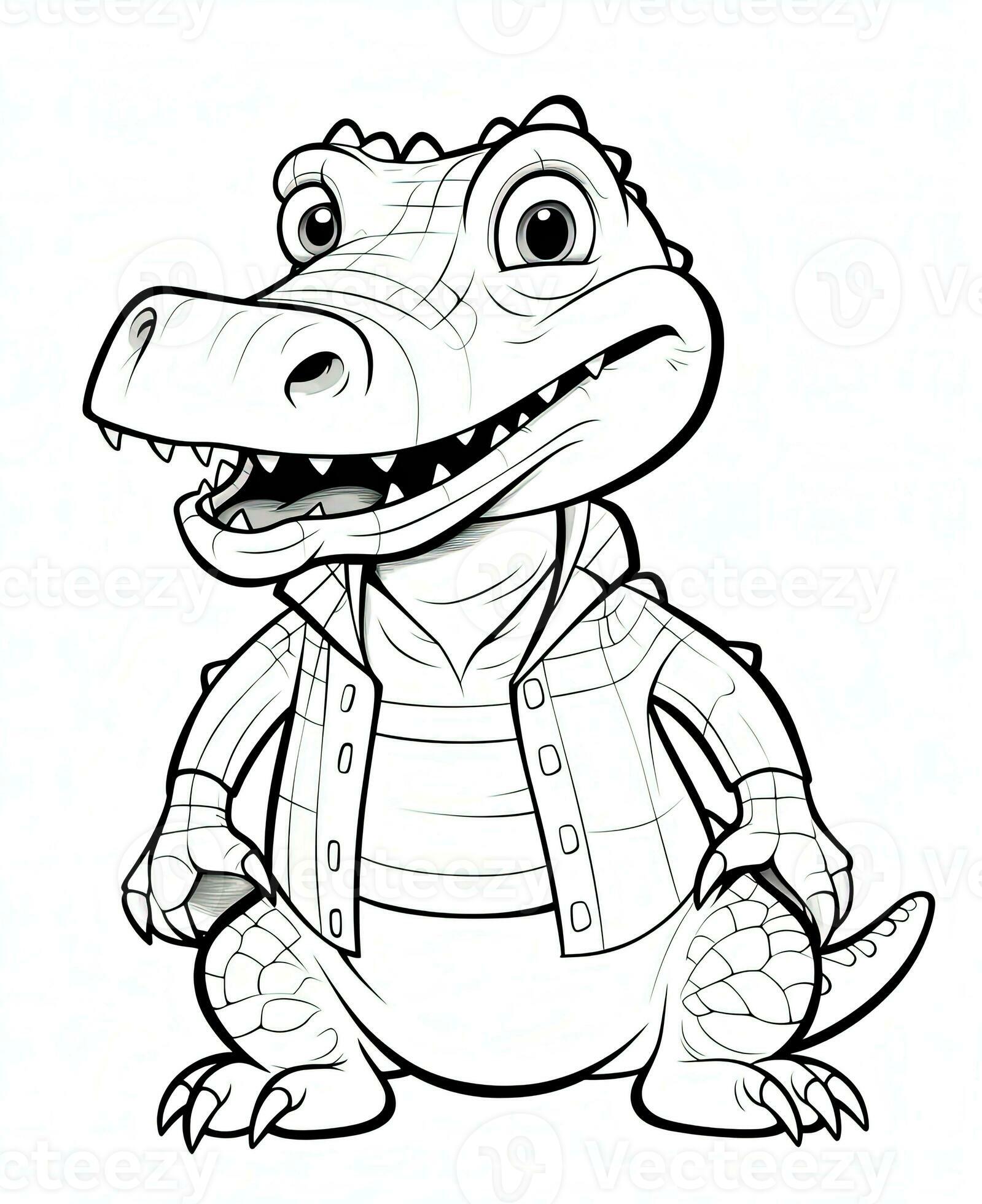 a cartoon alligator in a jacket. Generative AI 30599071 Stock Photo at