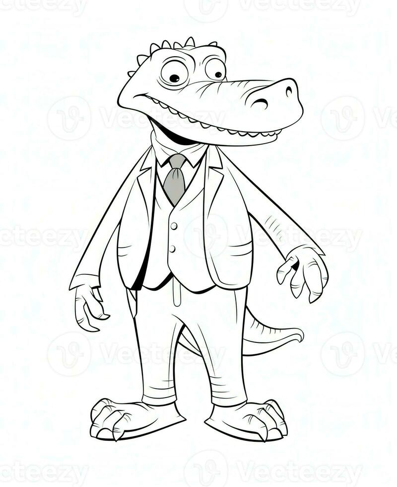 a cartoon alligator in a suit and tie. Generative AI photo