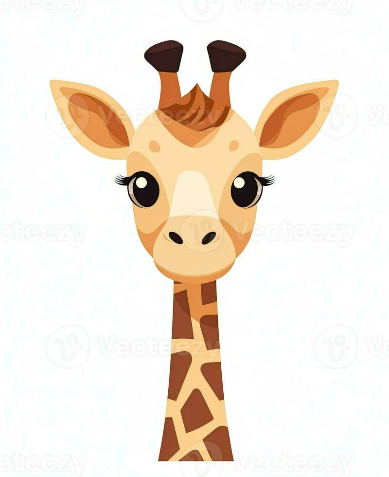 a giraffe head with a big nose and long neck. Generative AI photo