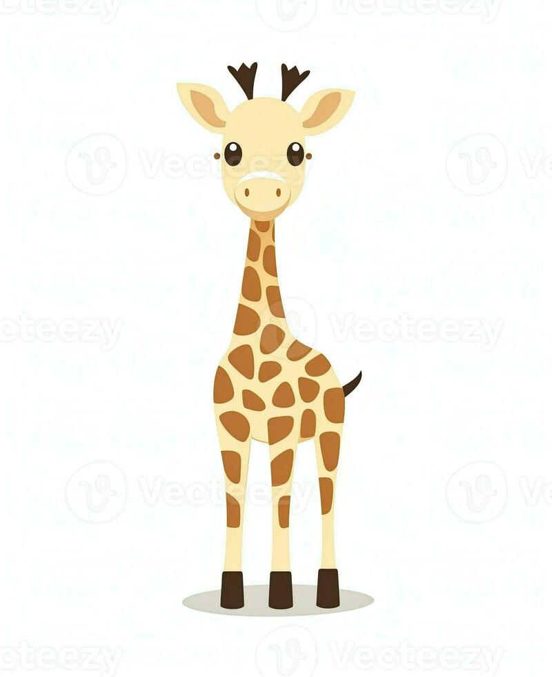 cute giraffe standing on white background vector illustration. Generative AI photo