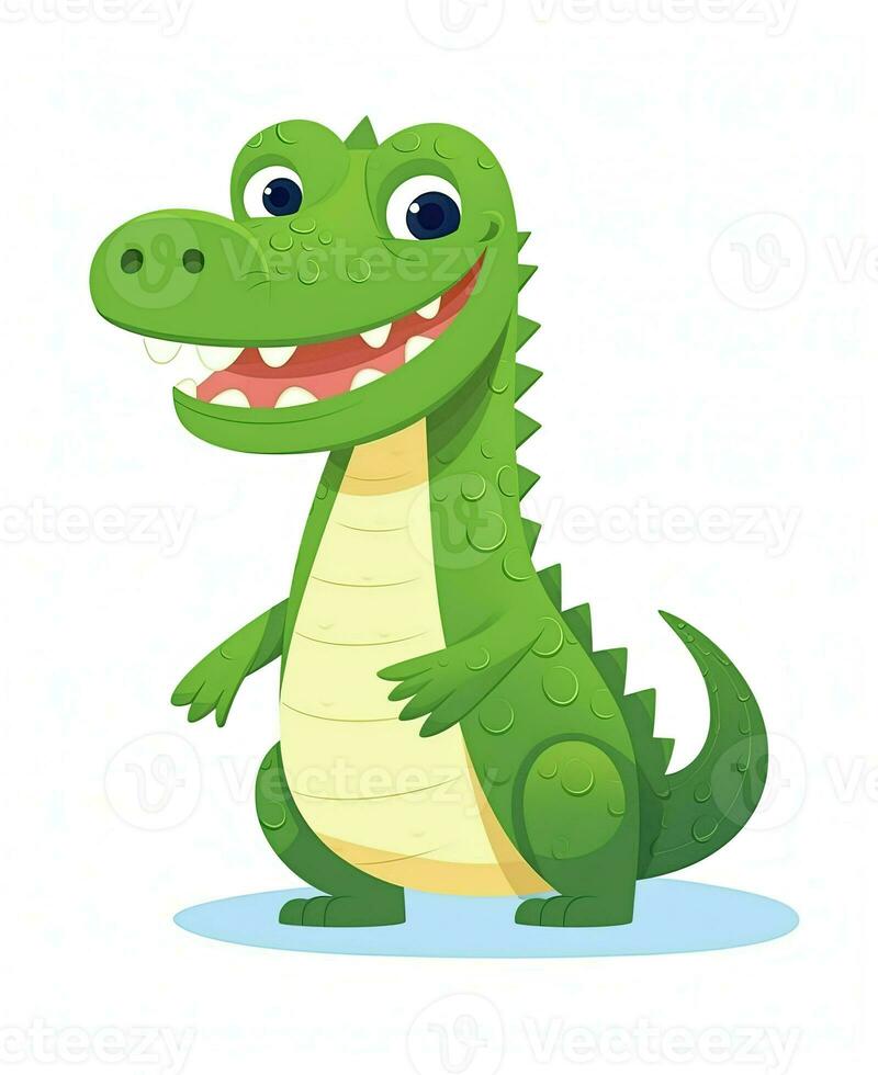 cute cartoon crocodile vector illustration. Generative AI photo