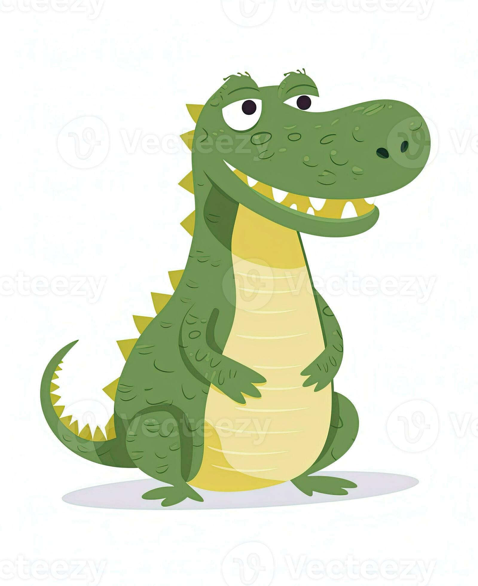 Alligator. Illustration of Cute Crocodile Character Cartoon Vector