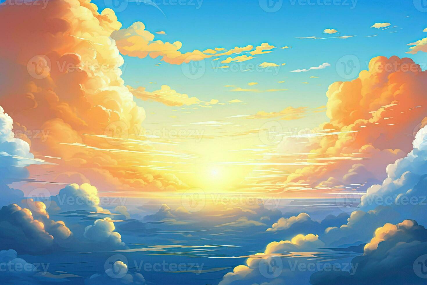beautiful clouds in the sky at sunset. Generative AI photo