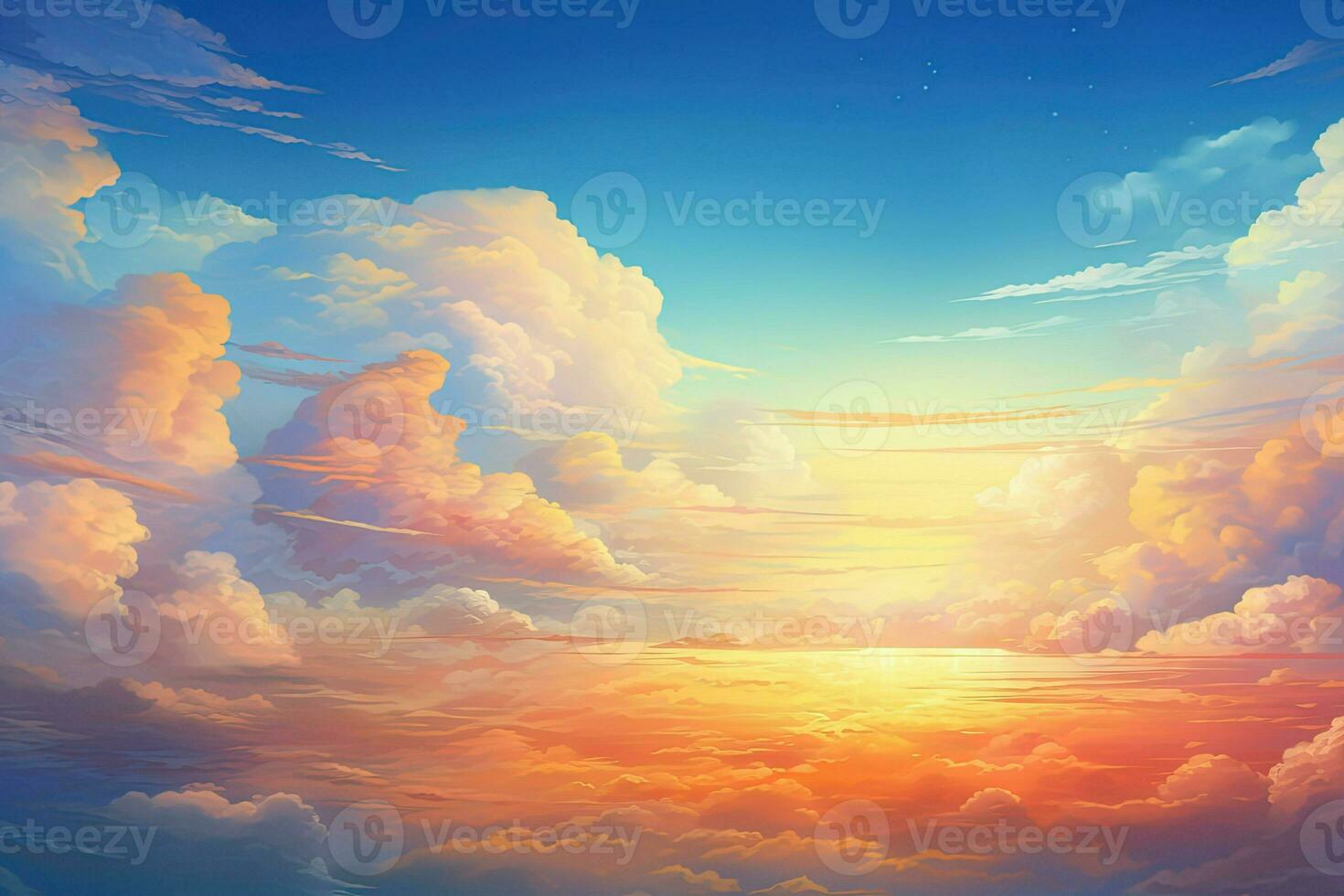 colorful beautiful clouds in the sky at sunset. Generative AI photo