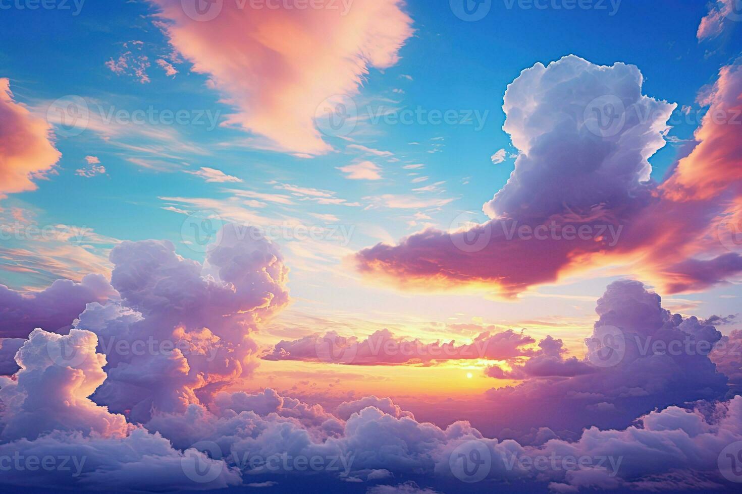 colorful beautiful clouds in the sky at sunset. Generative AI photo