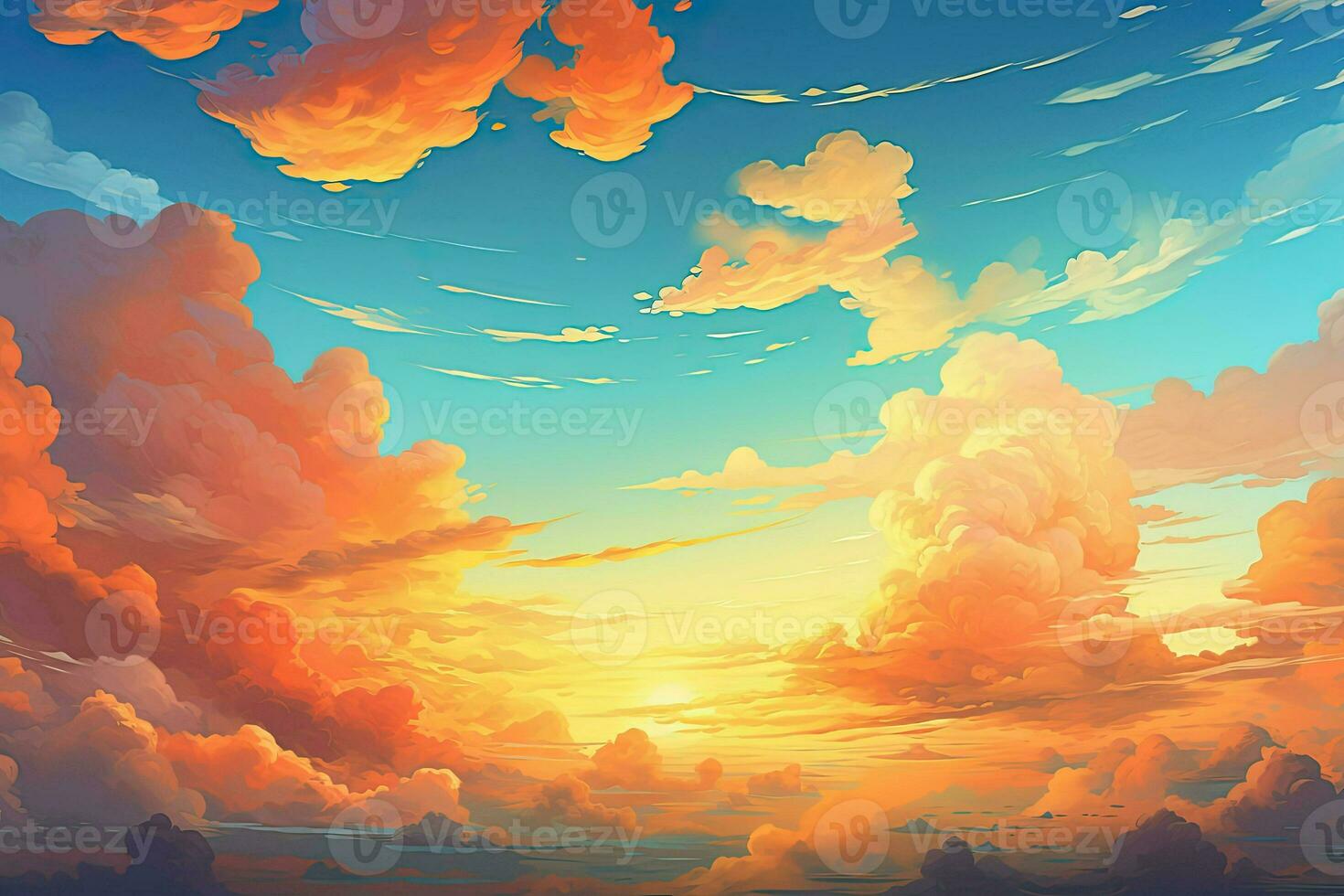colorful beautiful clouds in the sky at sunset. Generative AI photo