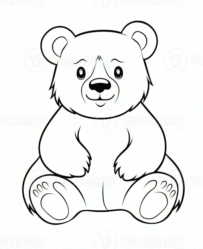 a teddy bear coloring page. Generative AI photo