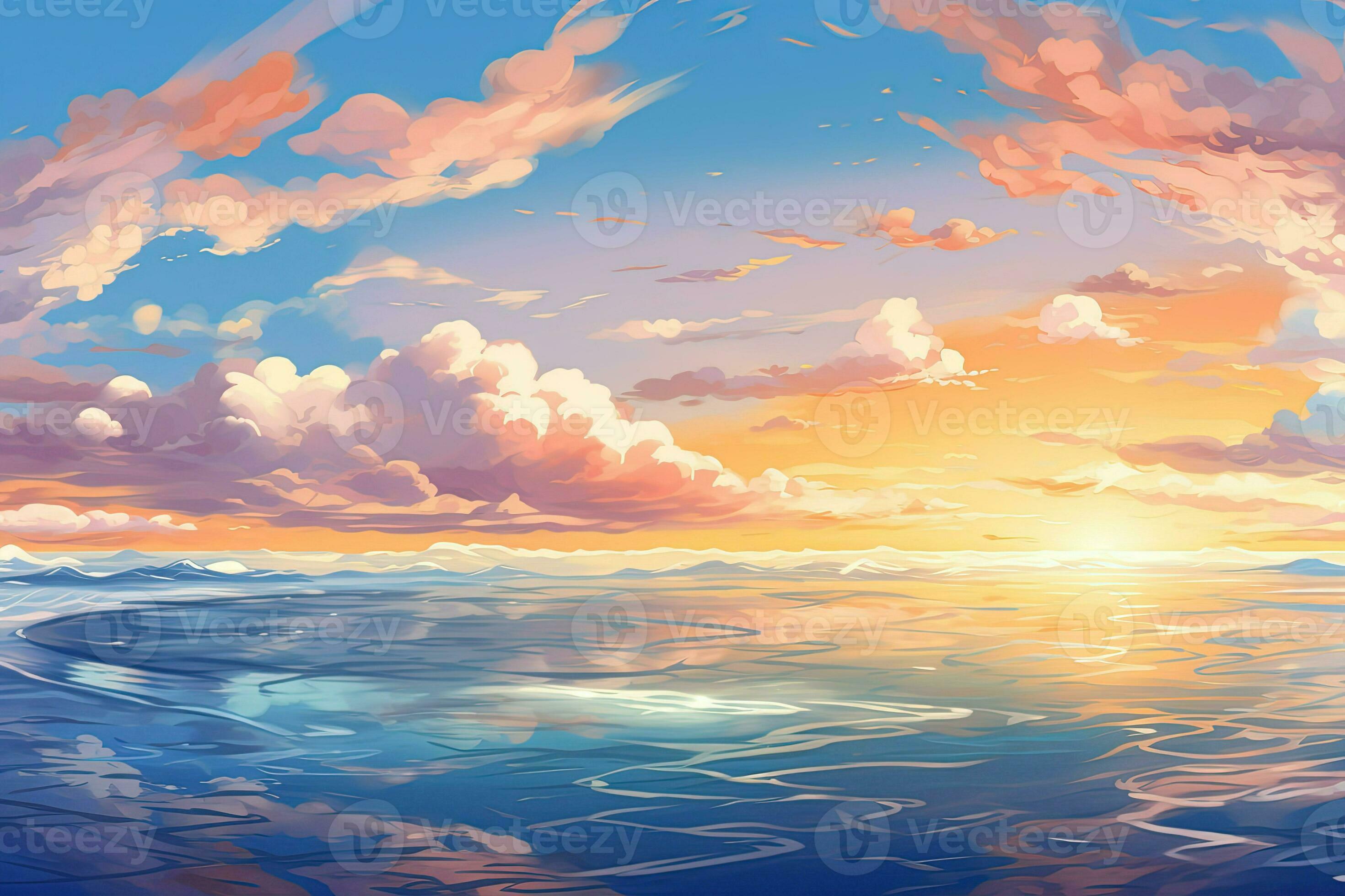 Anime style wallpaper with ocean and sandy beach on Craiyon-demhanvico.com.vn
