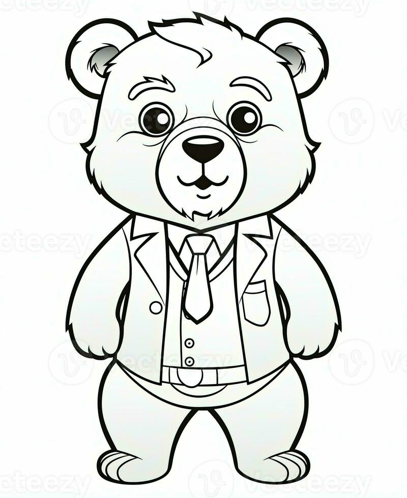 a cartoon bear wearing a suit and tie. Generative AI photo