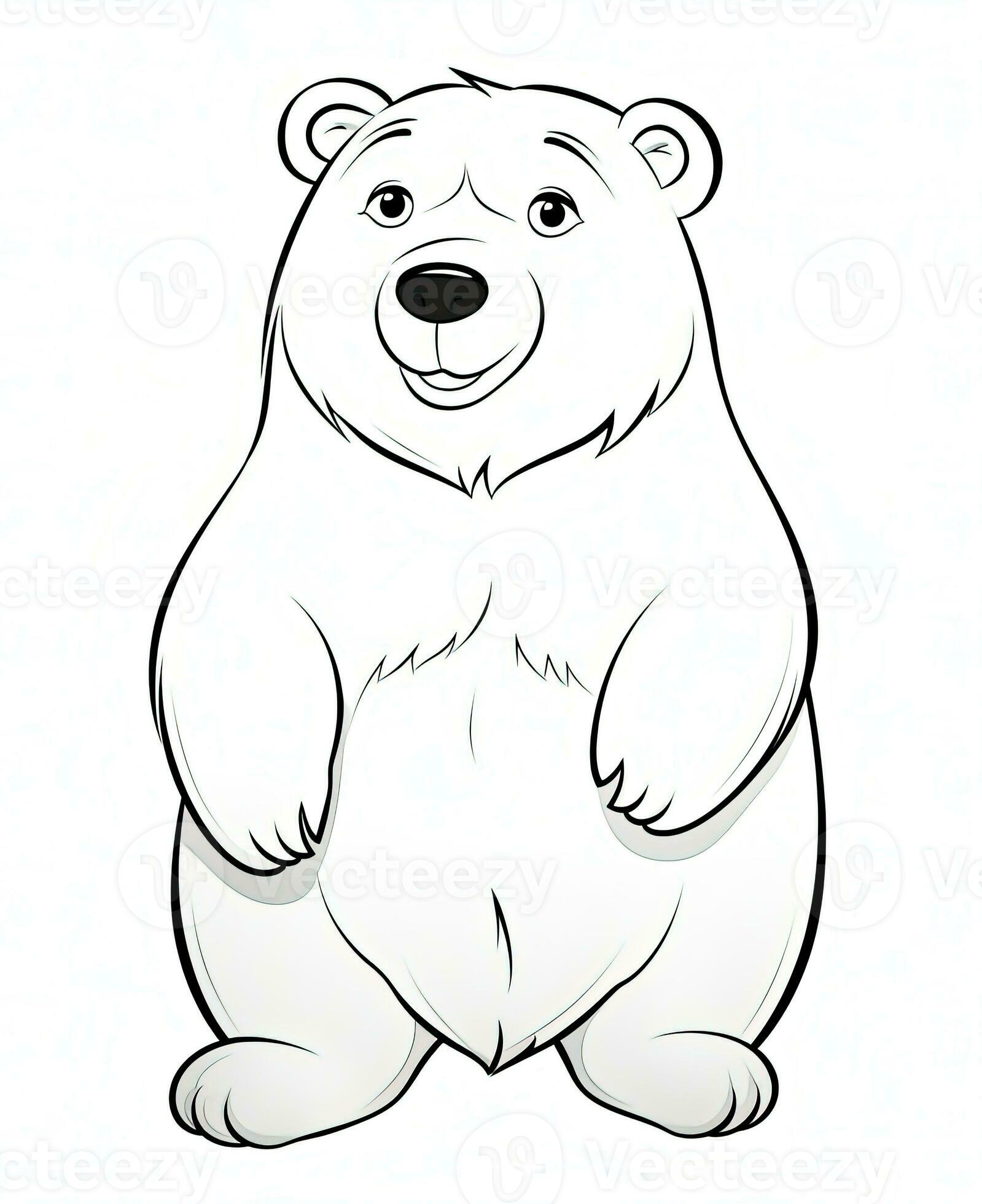 a cartoon polar bear standing up and smiling. Generative AI 30599404