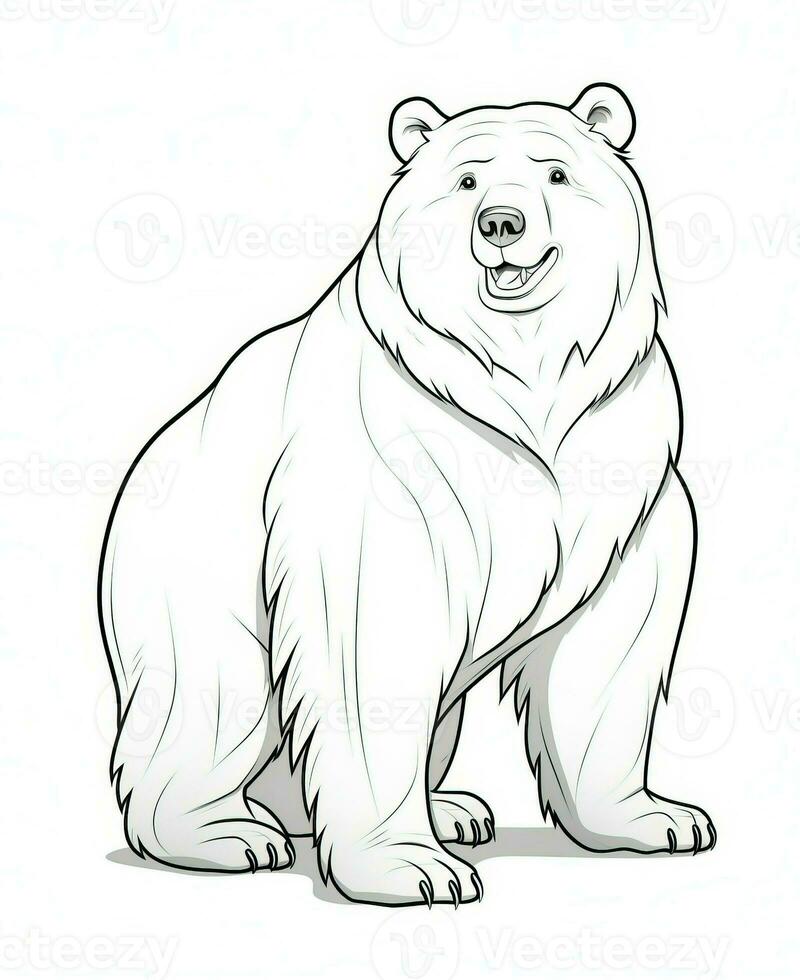 a bear is standing in front of a white background. Generative AI photo