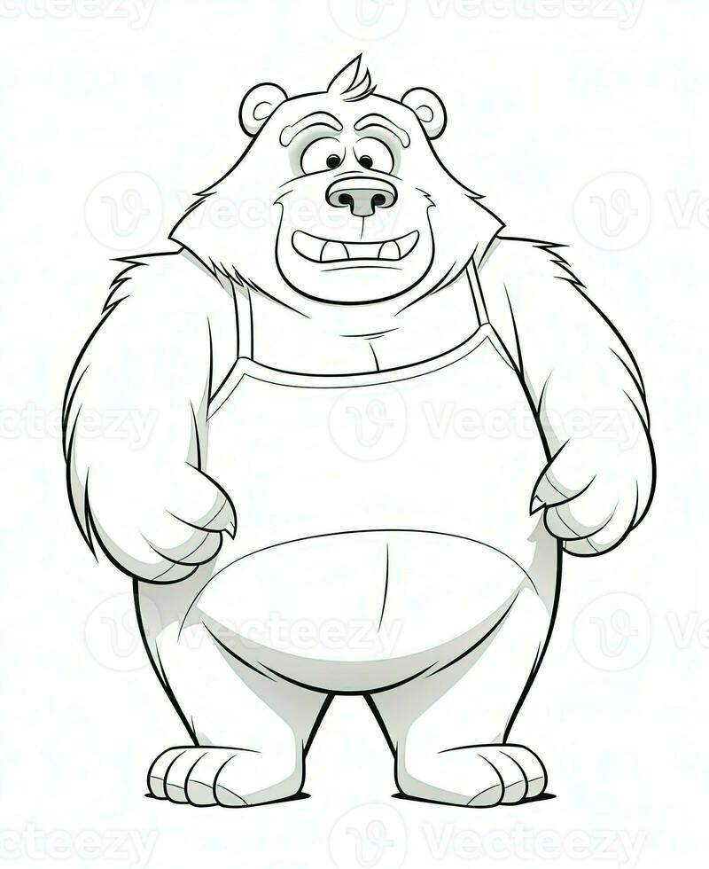 vector of bear in black and white coloring. Animal coloring page. Generative AI photo