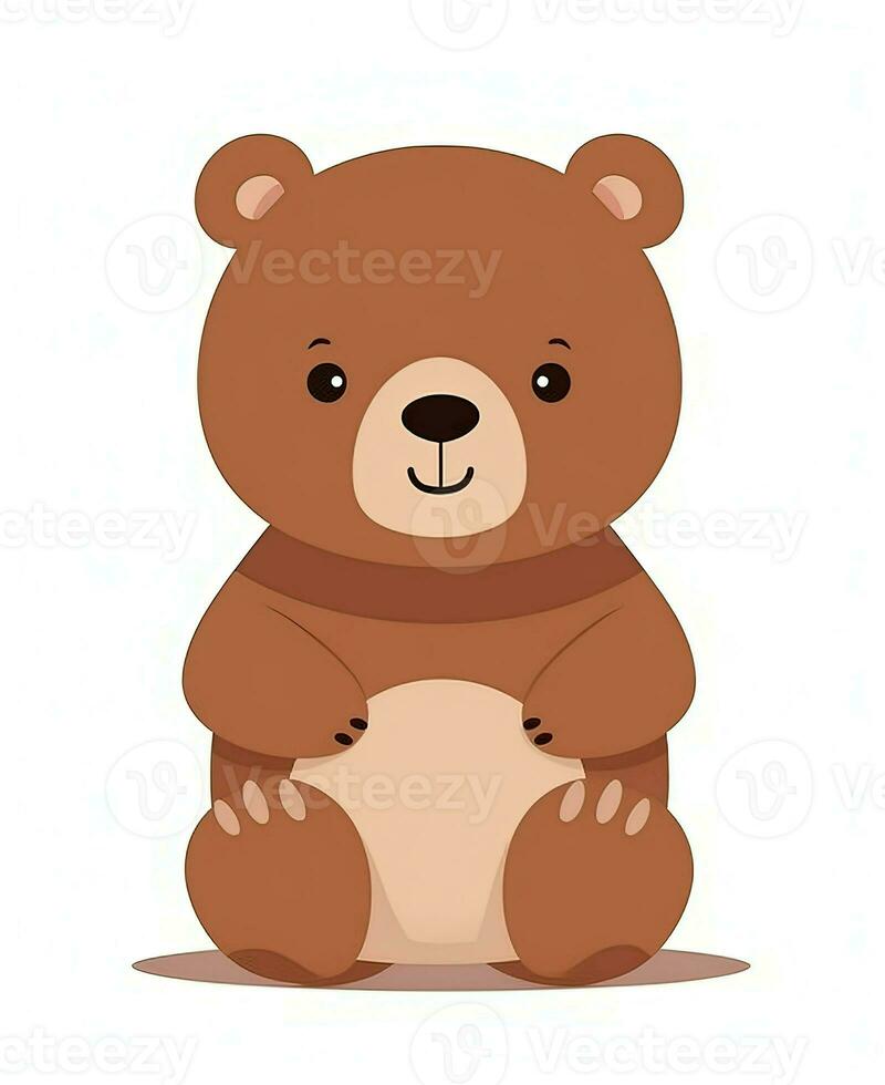 Illustration of Cute and tender bear Character Cartoon Vector. Generative AI photo