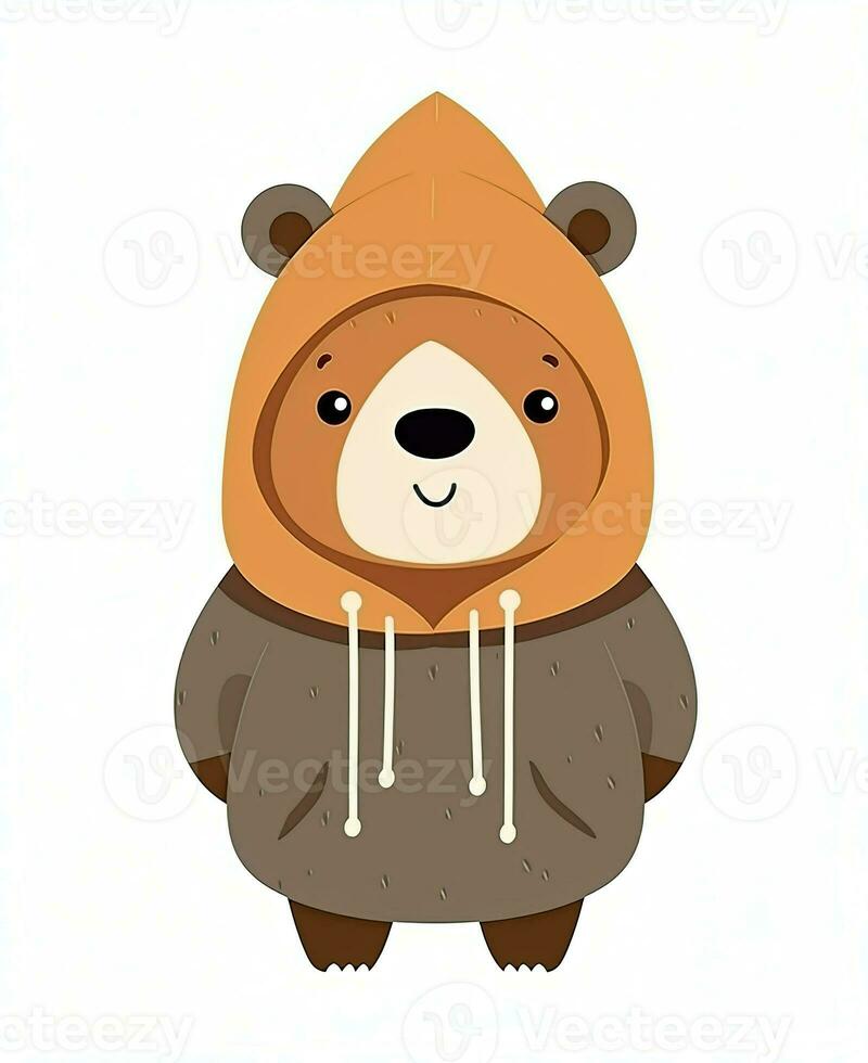 Illustration of Cute and tender bear Character Cartoon Vector. Generative AI photo