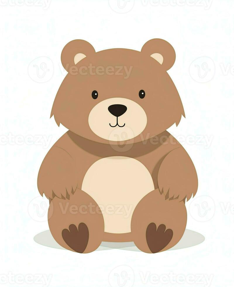 Illustration of Cute and tender bear Character Cartoon Vector. Generative AI photo