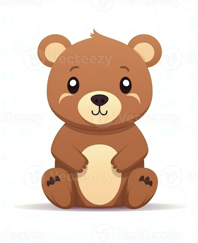 Illustration of Cute and tender bear Character Cartoon Vector. Generative AI photo