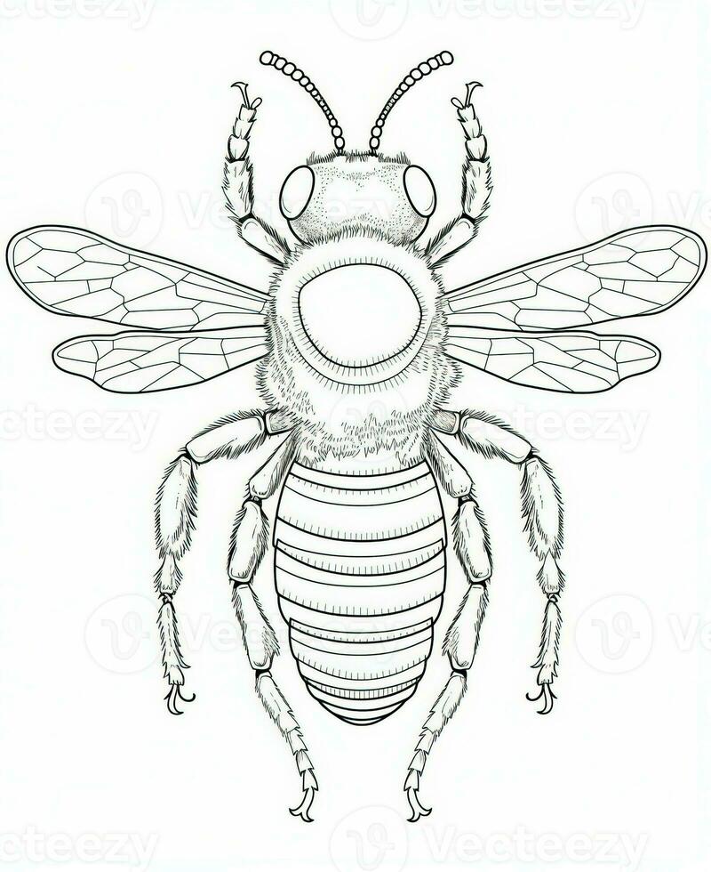 bee coloring pages for adults. Generative AI photo