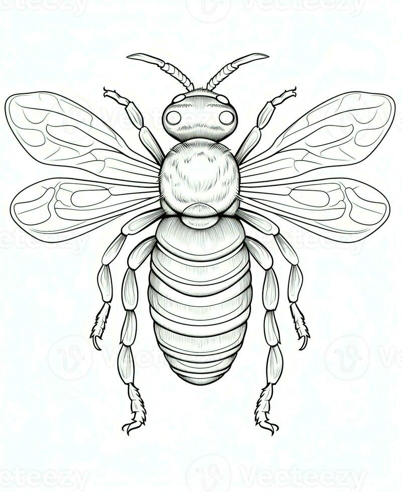 a bee coloring page with a drawing of a bee. Generative AI photo