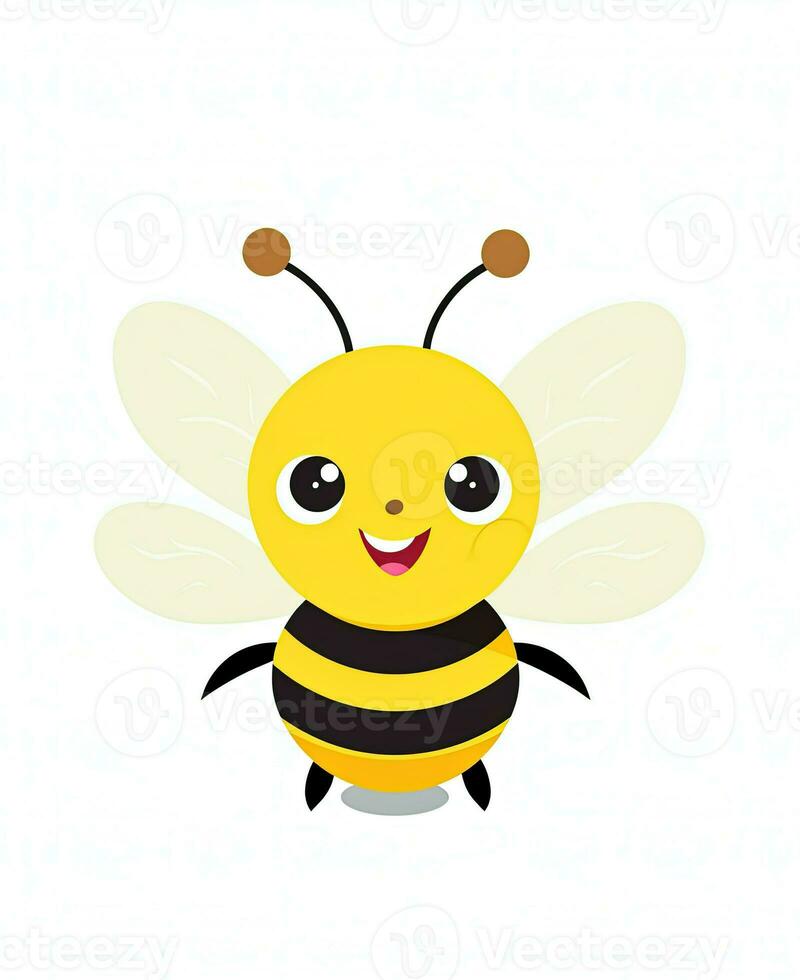 Illustration of cute bee on white background. Generative AI photo