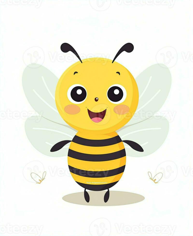 Illustration of cute bee on white background. Generative AI photo