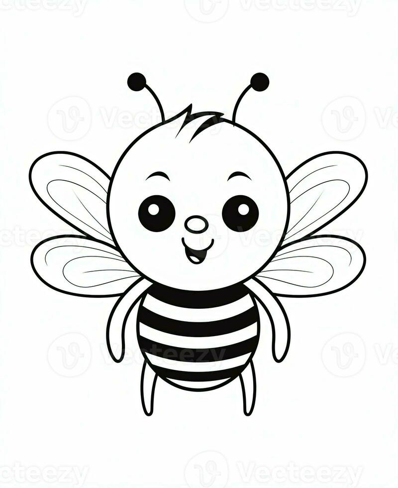 a cute bee coloring page. Generative AI photo