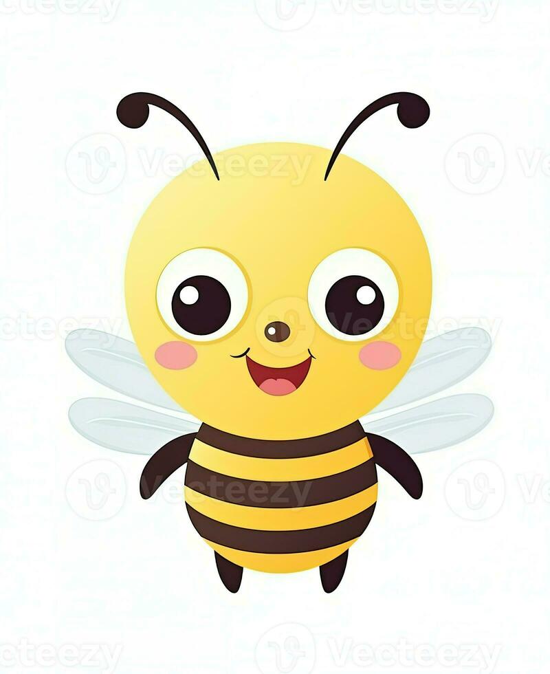 Illustration of cute bee on white background. Generative AI photo