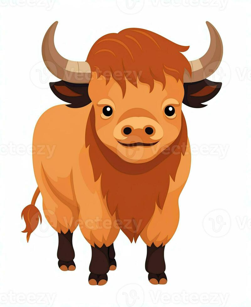 a cartoon illustration of a bull with horns. Generative AI photo